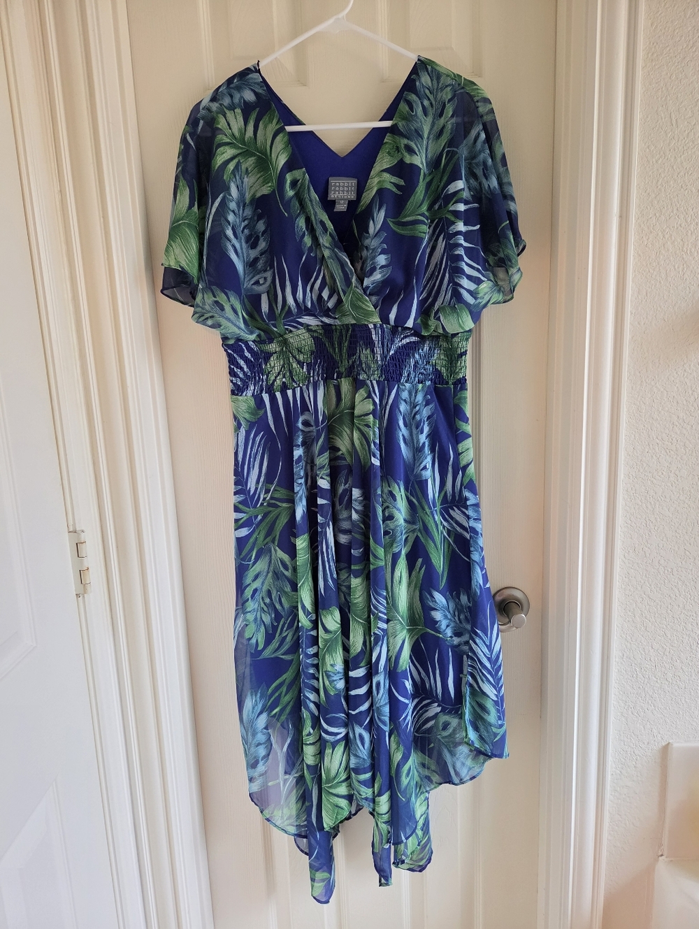 Rabbit Rabbit Rabbit Designs Green Blue Leaf High Low Dress Tropical Palm 12